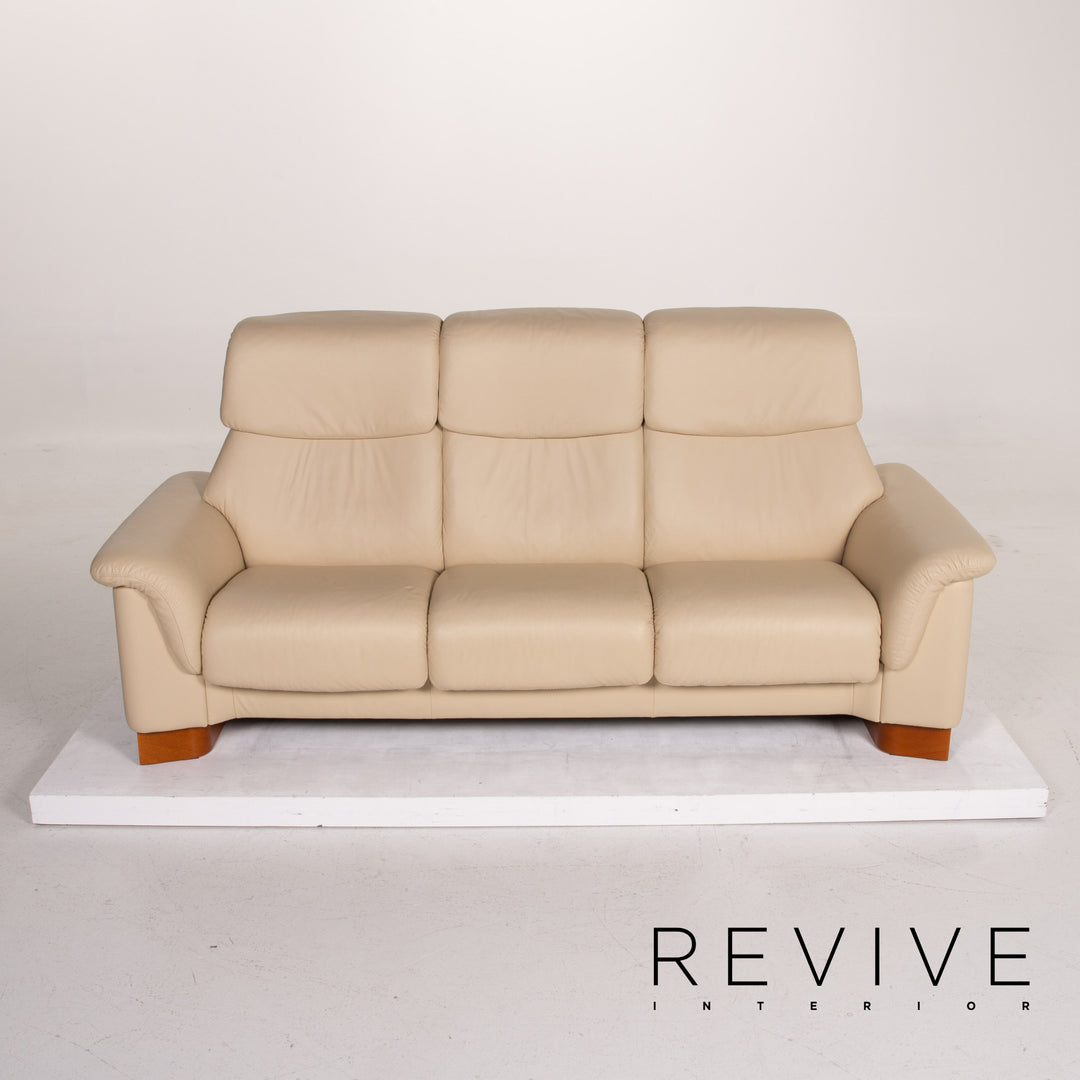 Stressless Paradise Leder Sofa Garnitur Creme Dreisitzer Zweisitzer Relaxfunktion #14726