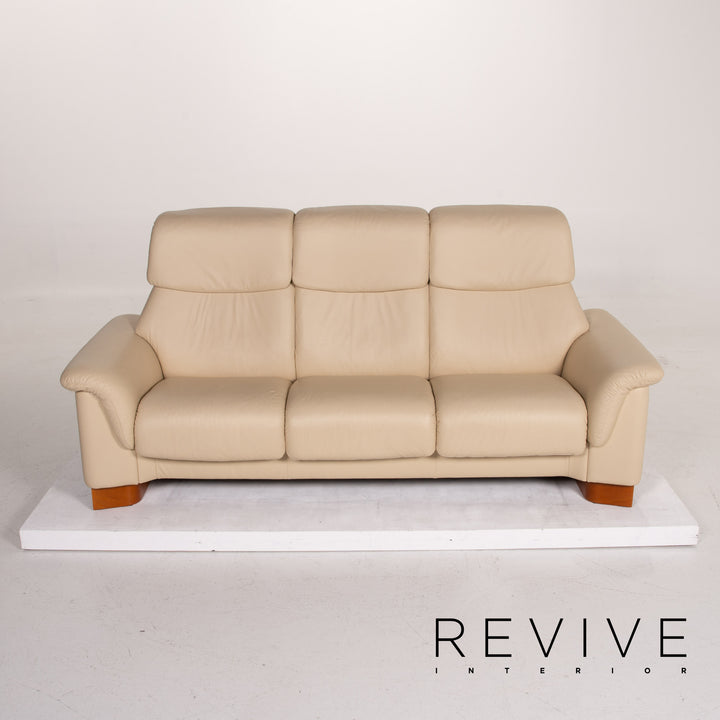 Stressless Paradise Leder Sofa Garnitur Creme Dreisitzer Zweisitzer Relaxfunktion #14726