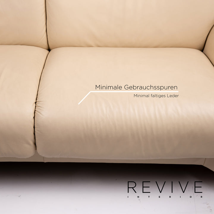 Stressless Paradise Leder Sofa Garnitur Creme Dreisitzer Zweisitzer Relaxfunktion #14726