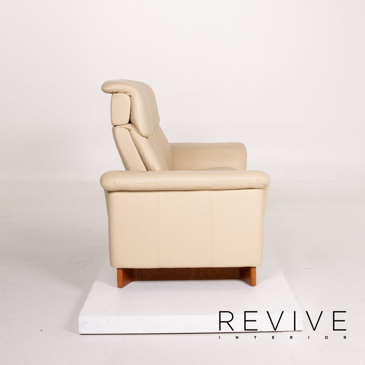 Stressless Paradise Leder Sofa Garnitur Creme Dreisitzer Zweisitzer Relaxfunktion #14726