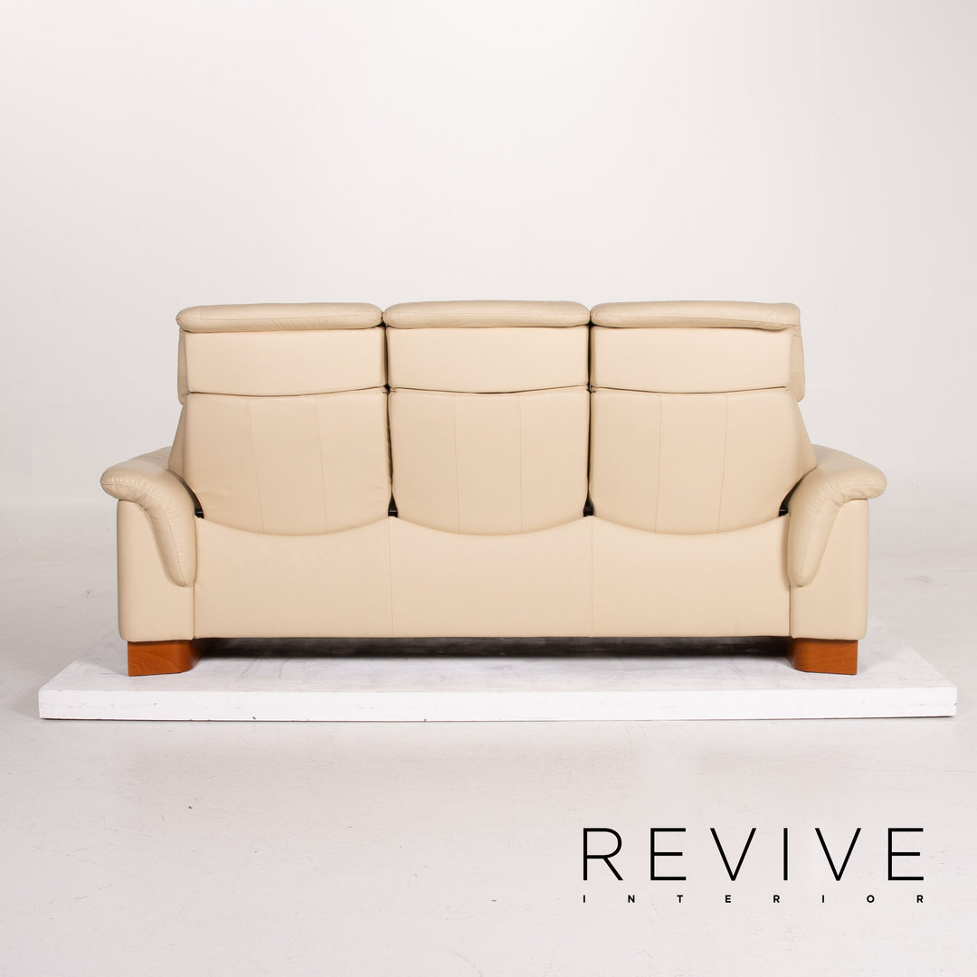 Stressless Paradise Leder Sofa Garnitur Creme Dreisitzer Zweisitzer Relaxfunktion #14726