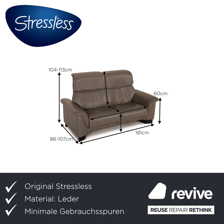 Stressless Paradise Leder Sofa Grau Zweisitzer Couch