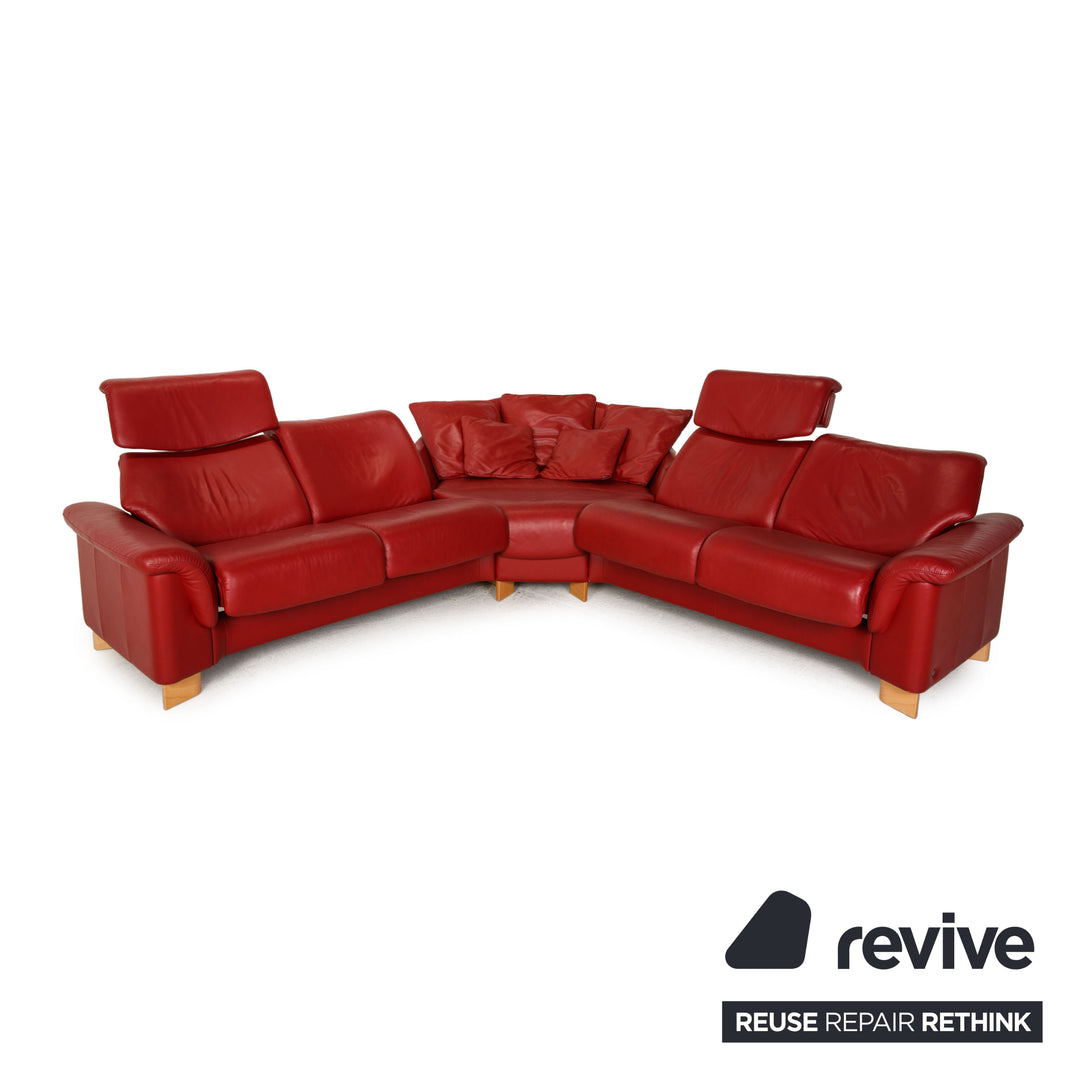 Stressless Paradise Leder Sofa Rot Ecksofa Couch Funktion Relaxfunktion