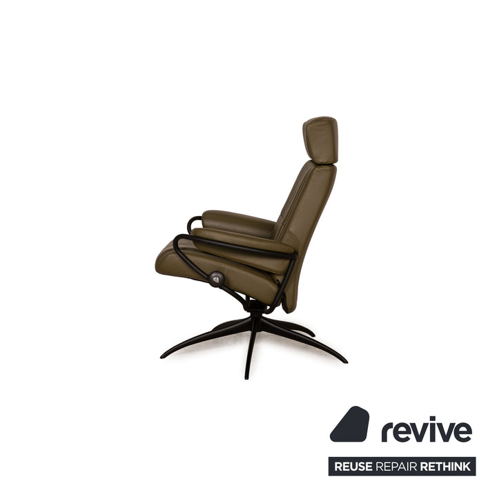 Stressless Paris Leder Sessel Dunkelgrün Funktion Relaxfunktion inkl. Hocker