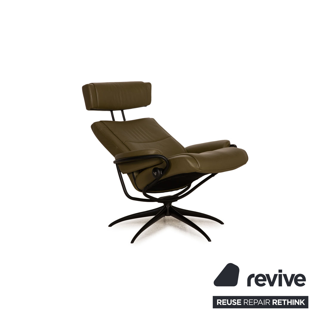 Stressless Paris Leder Sessel Dunkelgrün Funktion Relaxfunktion inkl. Hocker