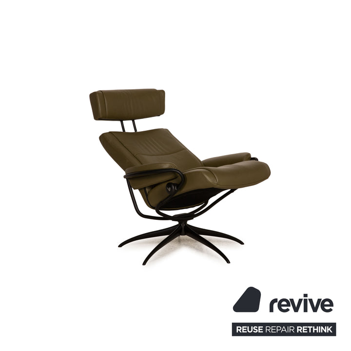 Stressless Paris Leder Sessel Dunkelgrün Funktion Relaxfunktion inkl. Hocker
