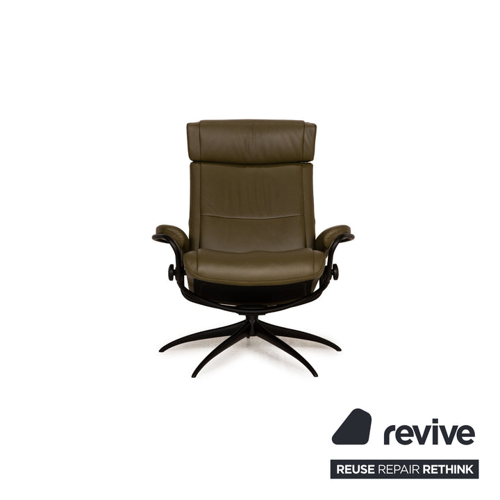 Stressless Paris Leder Sessel Dunkelgrün Funktion Relaxfunktion inkl. Hocker