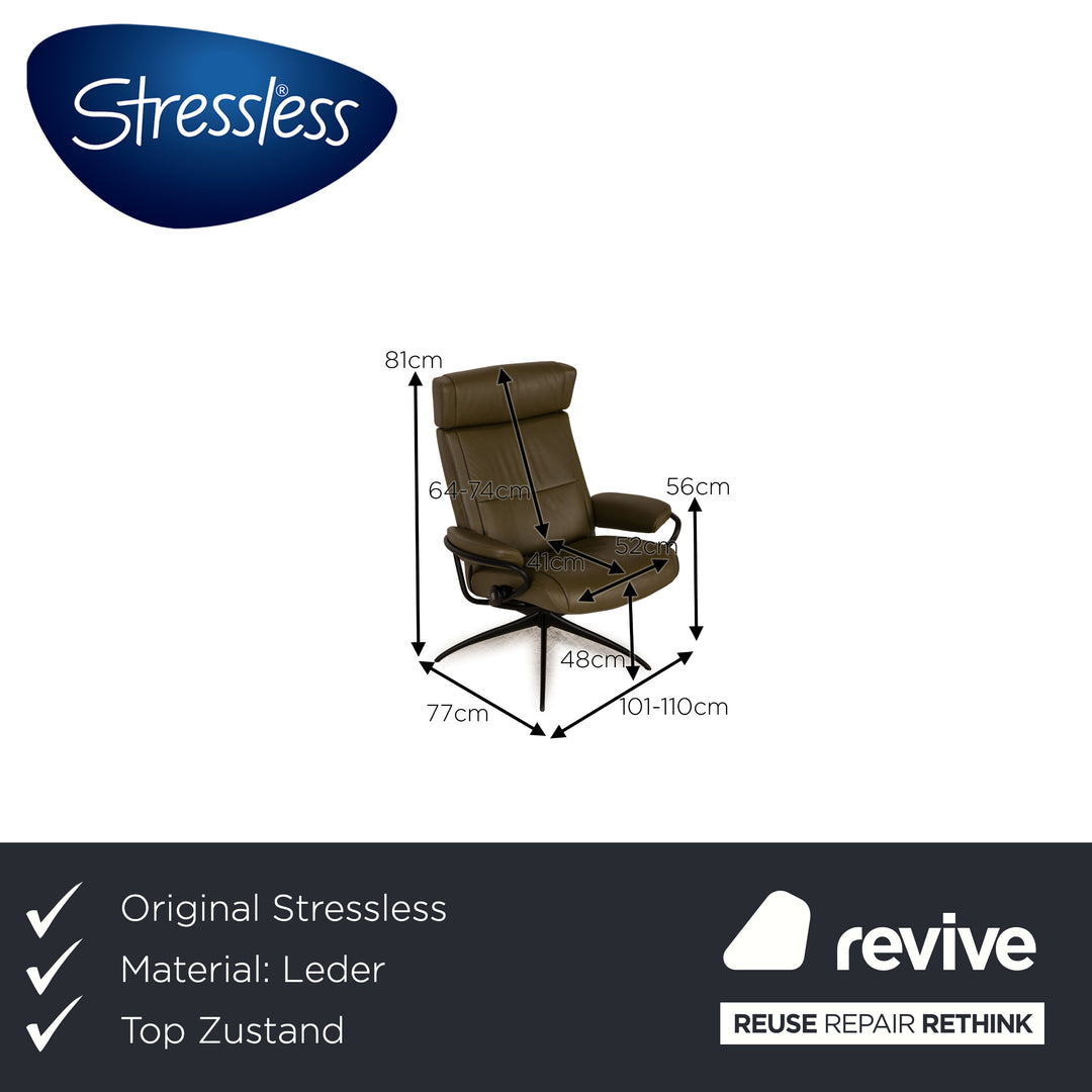 Stressless Paris Leder Sessel Dunkelgrün Funktion Relaxfunktion inkl. Hocker