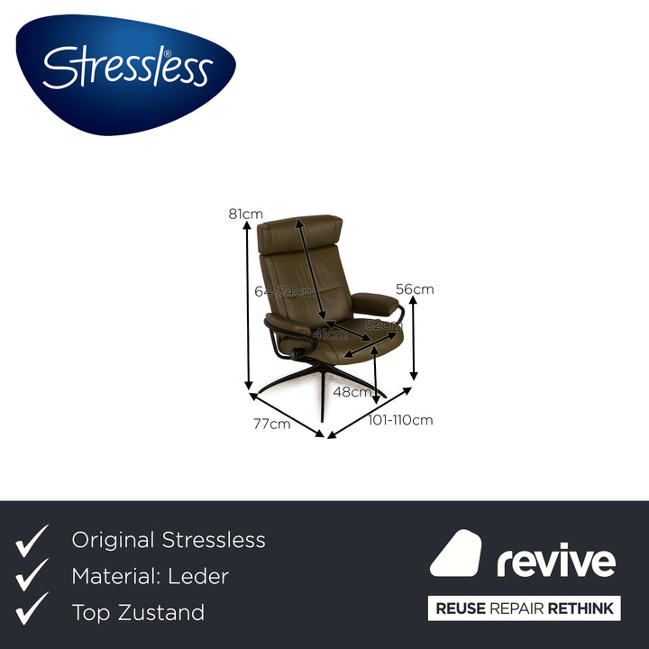 Stressless Paris Leder Sessel Dunkelgrün Funktion Relaxfunktion inkl. Hocker