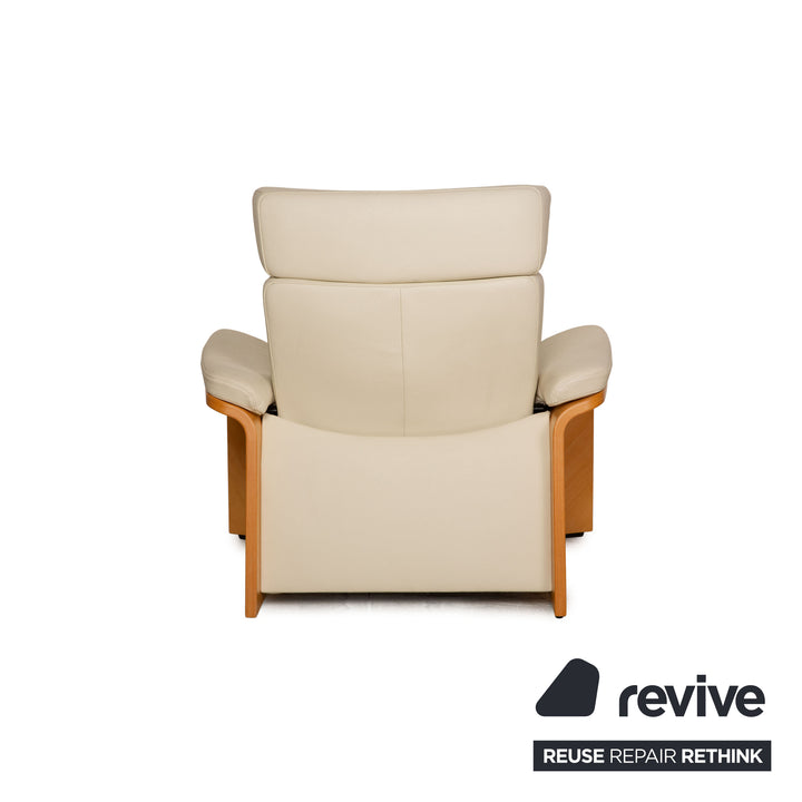 Stressless Pegasus Leather Lounge Chair Set Cream Stool Table Size L
