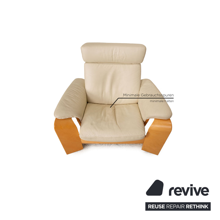 Stressless Pegasus Leather Lounge Chair Set Cream Stool Table Size L