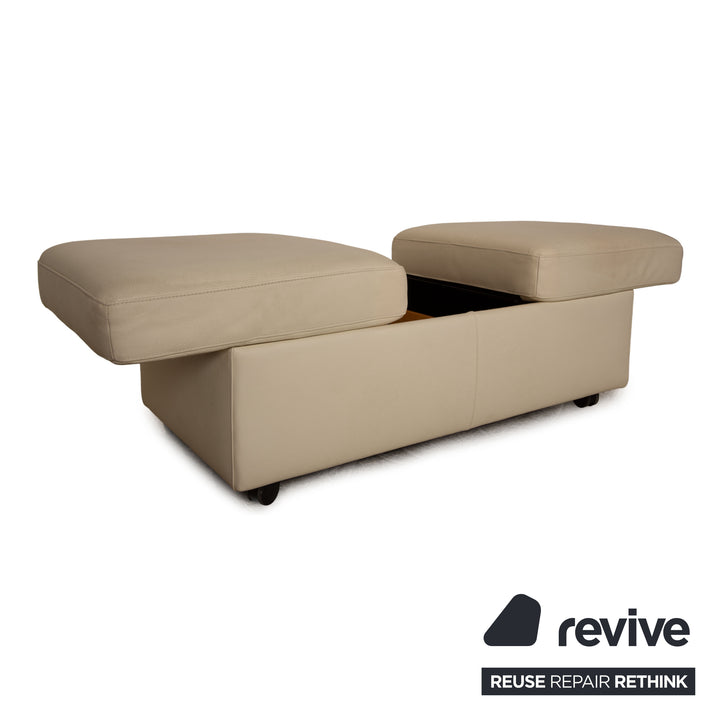Stressless Pegasus Leather Lounge Chair Set Cream Stool Table Size L