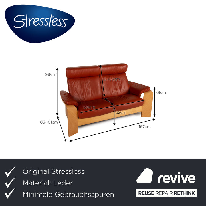 Stressless Pegasus Leder Sofa Rot Zweisitzer Couch