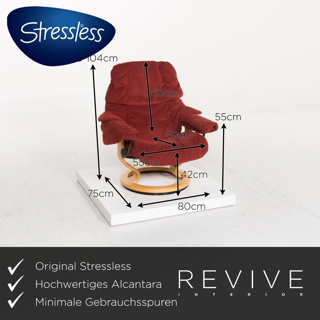 Stressless Reno Alcantara armchair red size M including stool relaxation function #13188