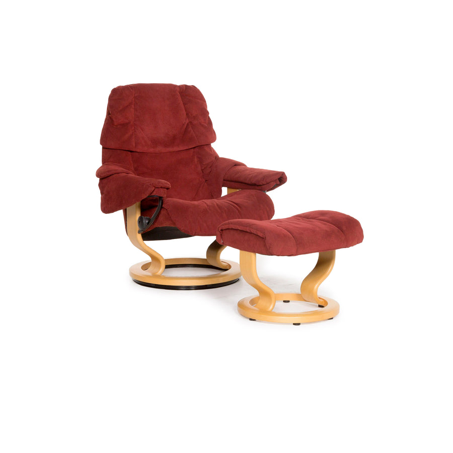 Stressless Reno Alcantara armchair red size M including stool relaxation function #13188