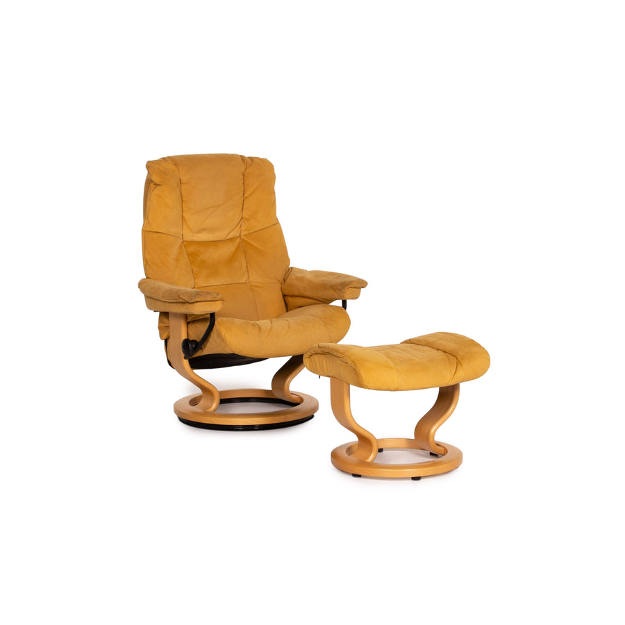 Stressless Reno Alcantara fabric armchair incl. stool brown golden brown relax armchair relax function function outlet #13987