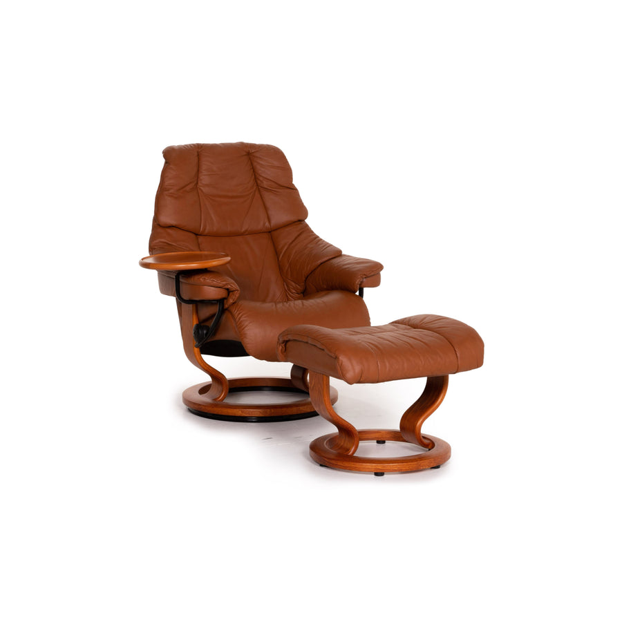 Stressless Reno leather armchair incl. footstool Brown recliner function