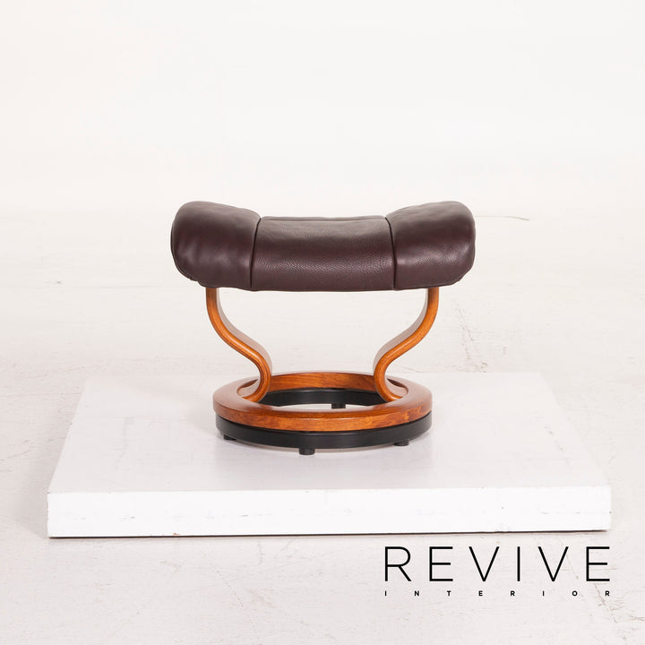 Stressless Reno Leder Sessel Aubergine Größe L inkl. Hocker #15096