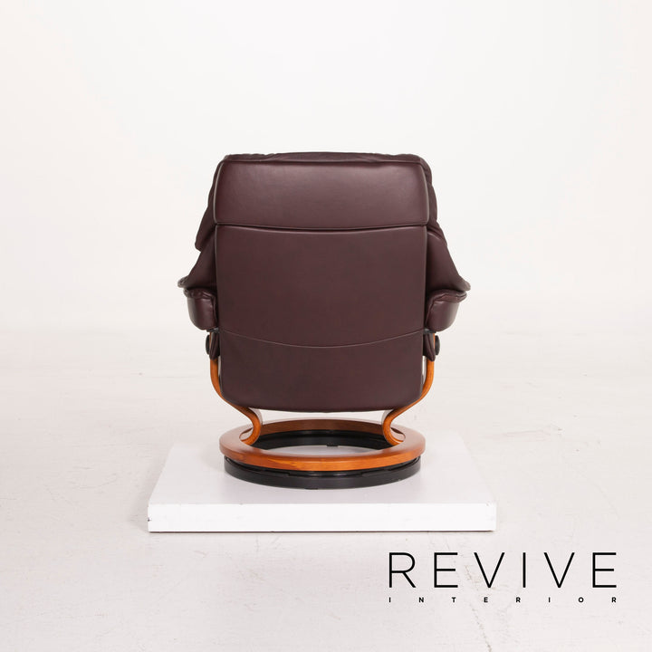 Stressless Reno Leder Sessel Aubergine Größe L inkl. Hocker #15096
