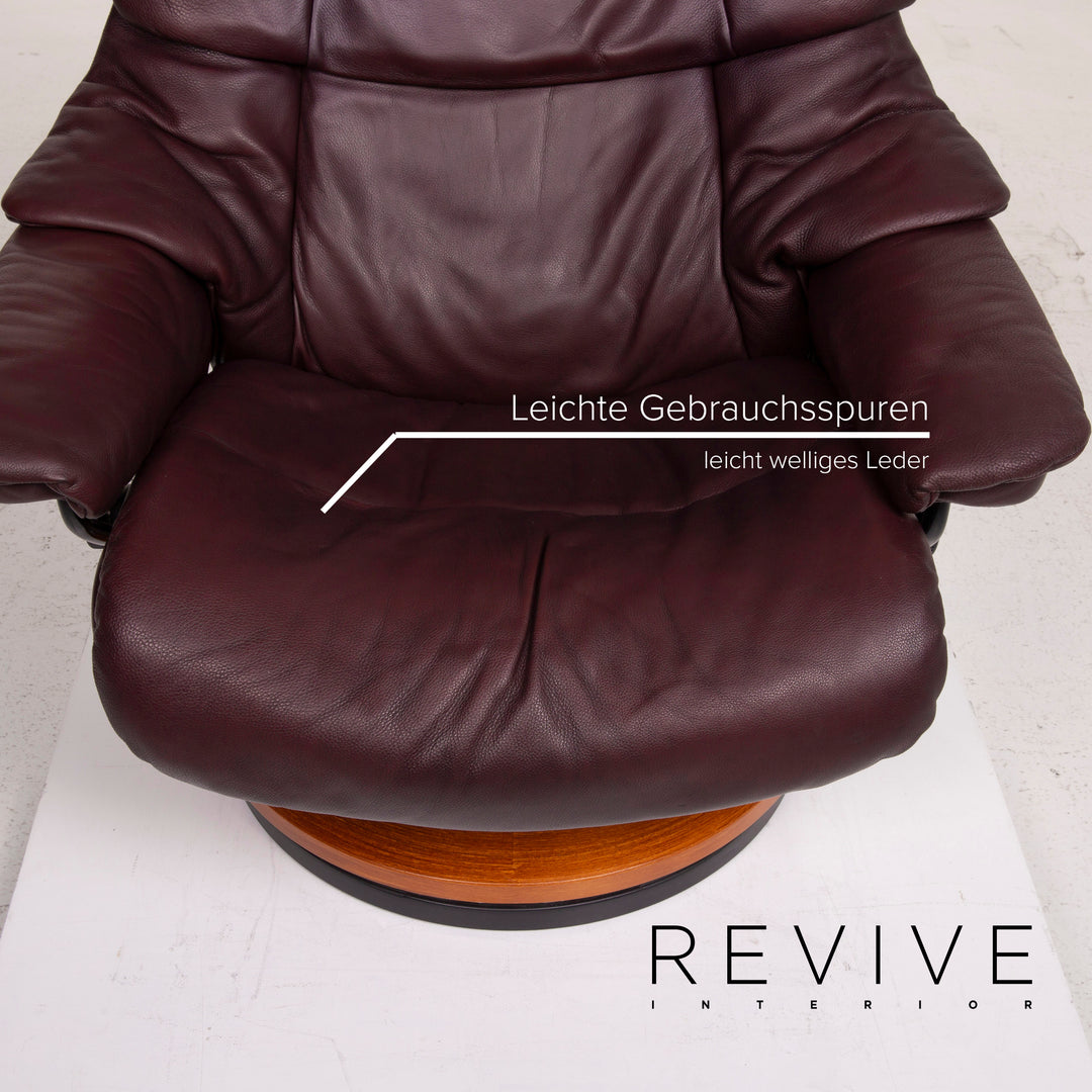 Stressless Reno Leder Sessel Aubergine Größe L inkl. Hocker #15096