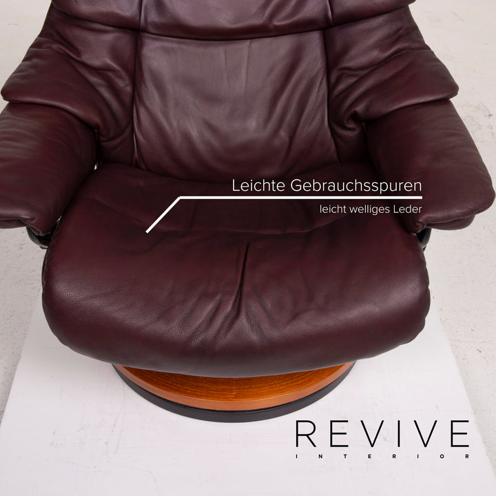 Stressless Reno Leder Sessel Aubergine Größe L inkl. Hocker #15096