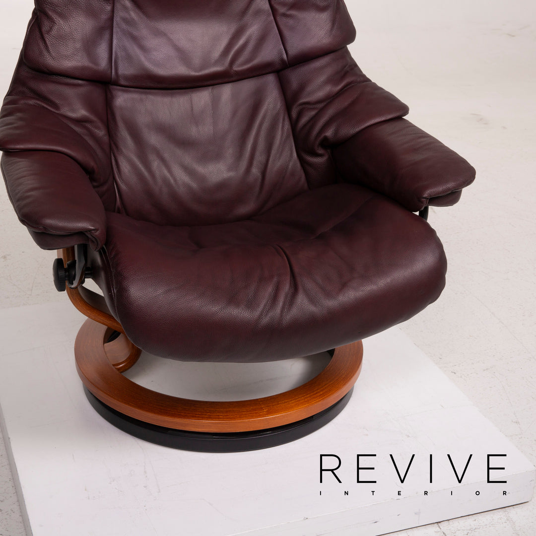 Stressless Reno Leder Sessel Aubergine Größe L inkl. Hocker #15096