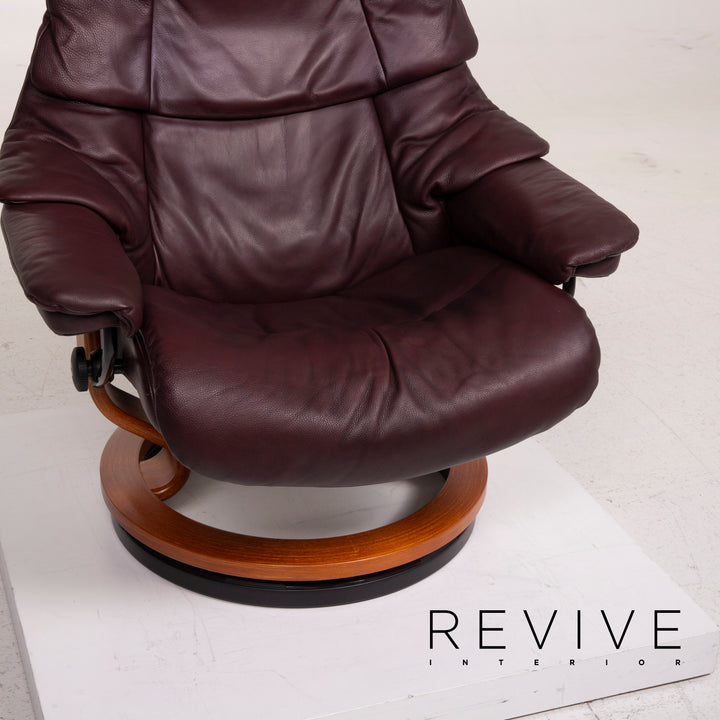 Stressless Reno Leder Sessel Aubergine Größe L inkl. Hocker #15096