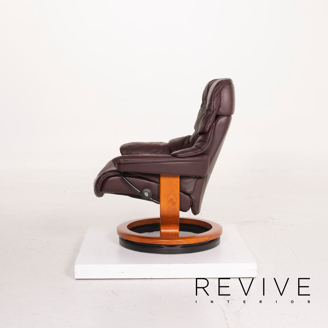 Stressless Reno Leder Sessel Aubergine Größe L inkl. Hocker #15096