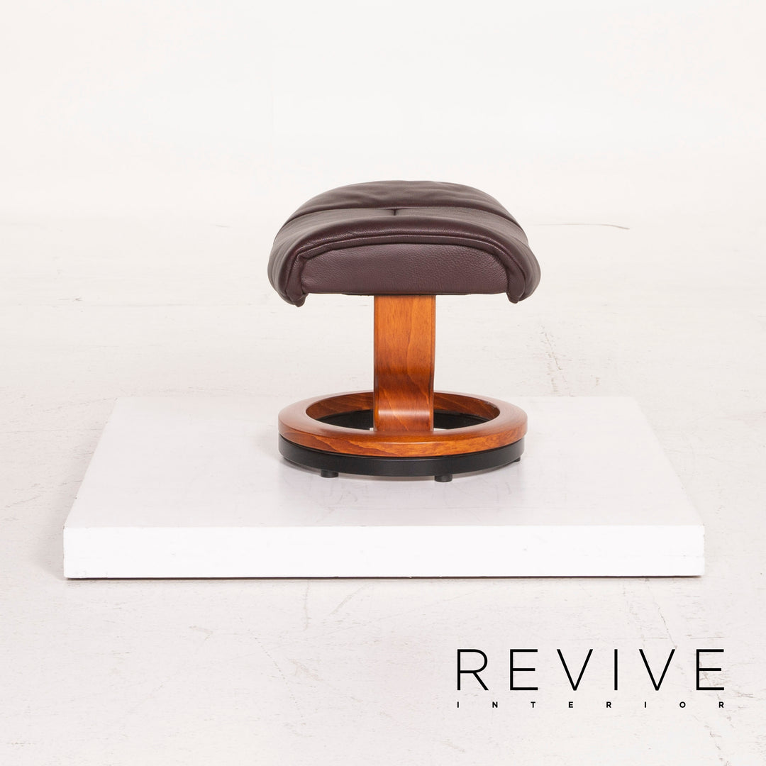 Stressless Reno Leder Sessel Aubergine Größe L inkl. Hocker #15096