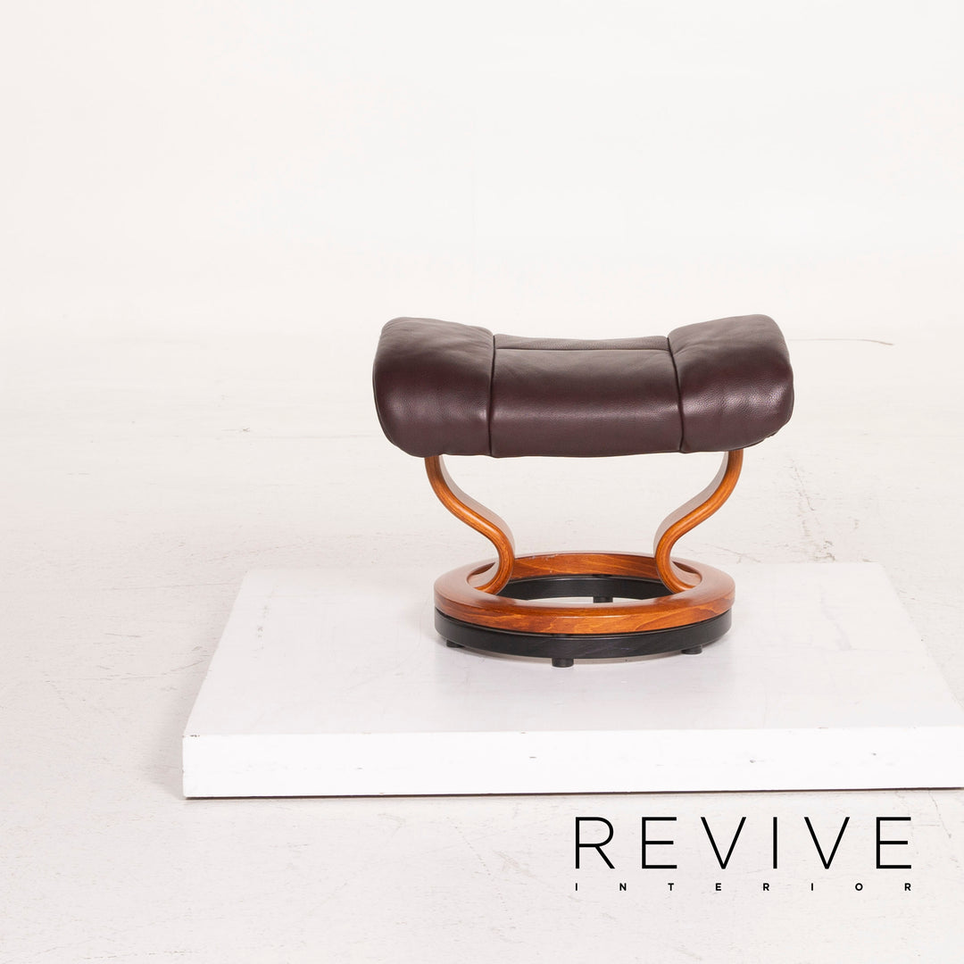 Stressless Reno Leder Sessel Aubergine Größe L inkl. Hocker #15096
