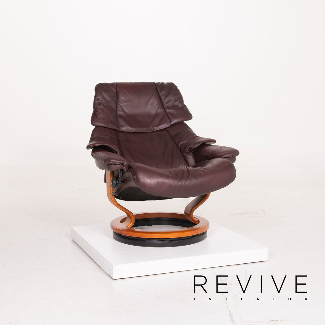 Stressless Reno Leder Sessel Aubergine Größe L inkl. Hocker #15096