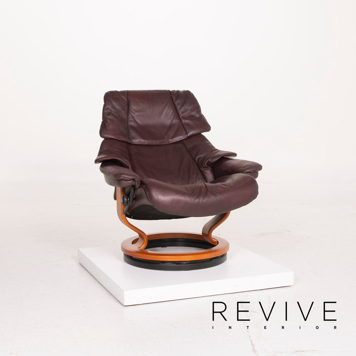 Stressless Reno Leder Sessel Aubergine Größe L inkl. Hocker #15096