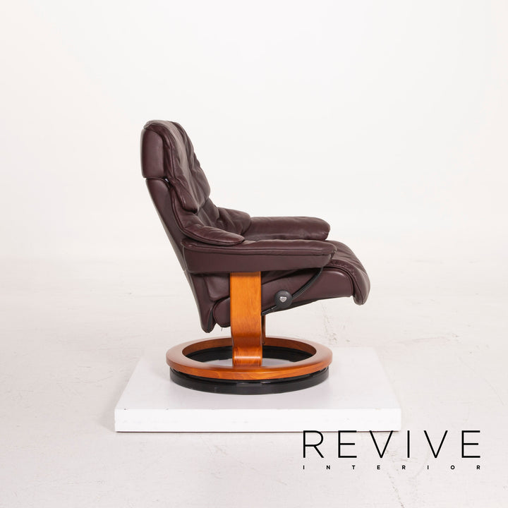 Stressless Reno Leder Sessel Aubergine Größe L inkl. Hocker #15096
