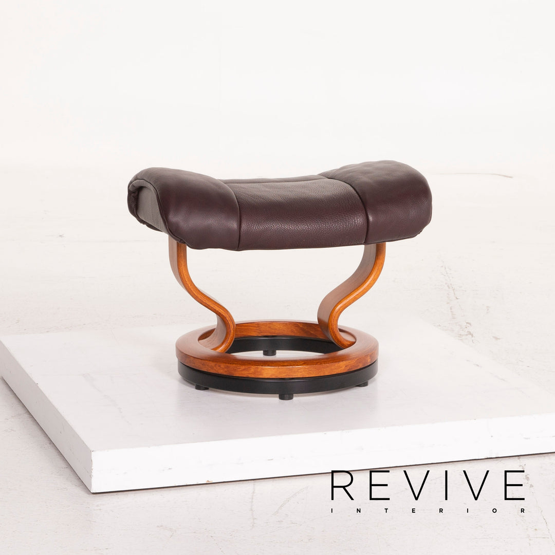 Stressless Reno Leder Sessel Aubergine Größe L inkl. Hocker #15096