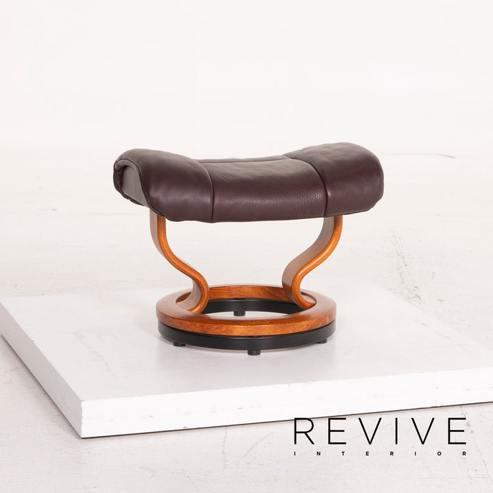 Stressless Reno Leder Sessel Aubergine Größe L inkl. Hocker #15096