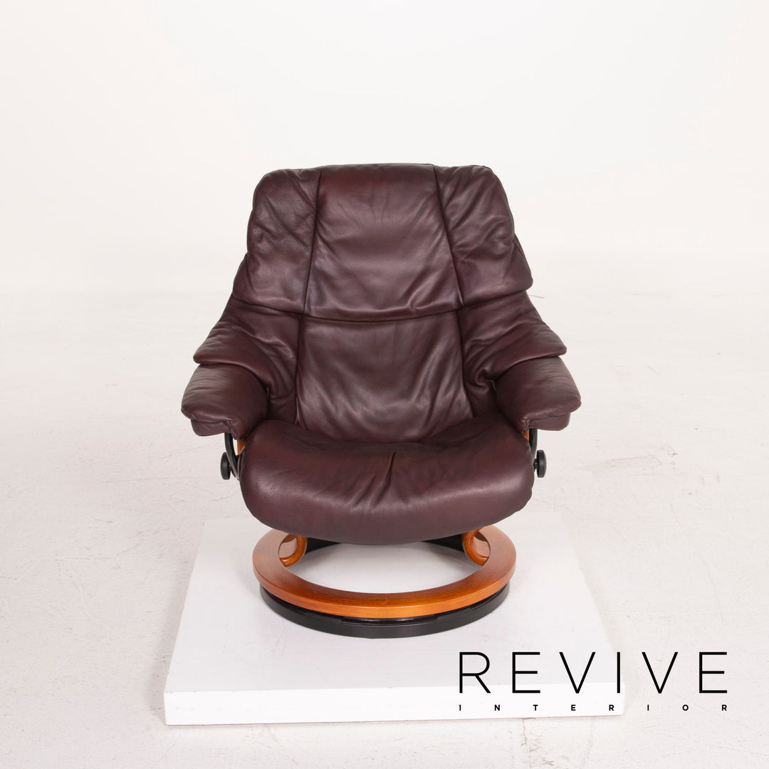 Stressless Reno Leder Sessel Aubergine Größe L inkl. Hocker #15096