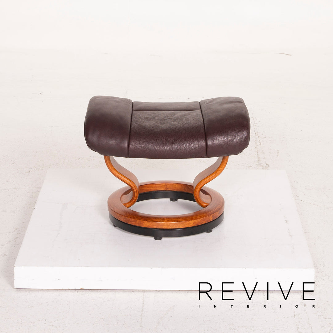 Stressless Reno Leder Sessel Aubergine Größe L inkl. Hocker #15096