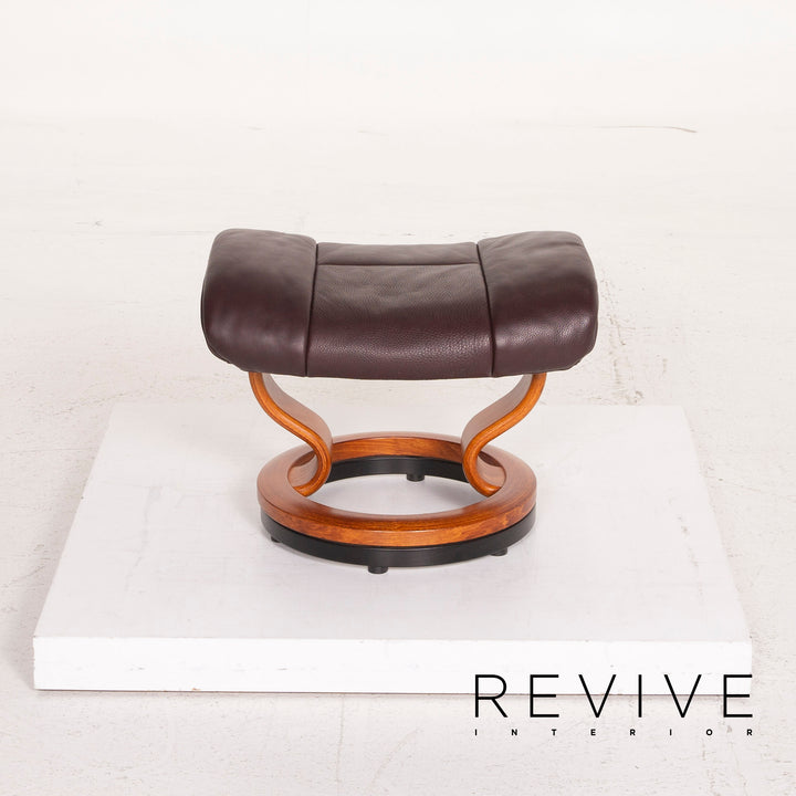 Stressless Reno Leder Sessel Aubergine Größe L inkl. Hocker #15096