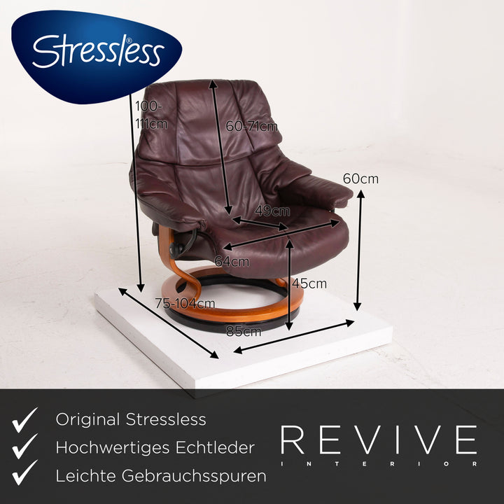 Stressless Reno Leder Sessel Aubergine Größe L inkl. Hocker #15096