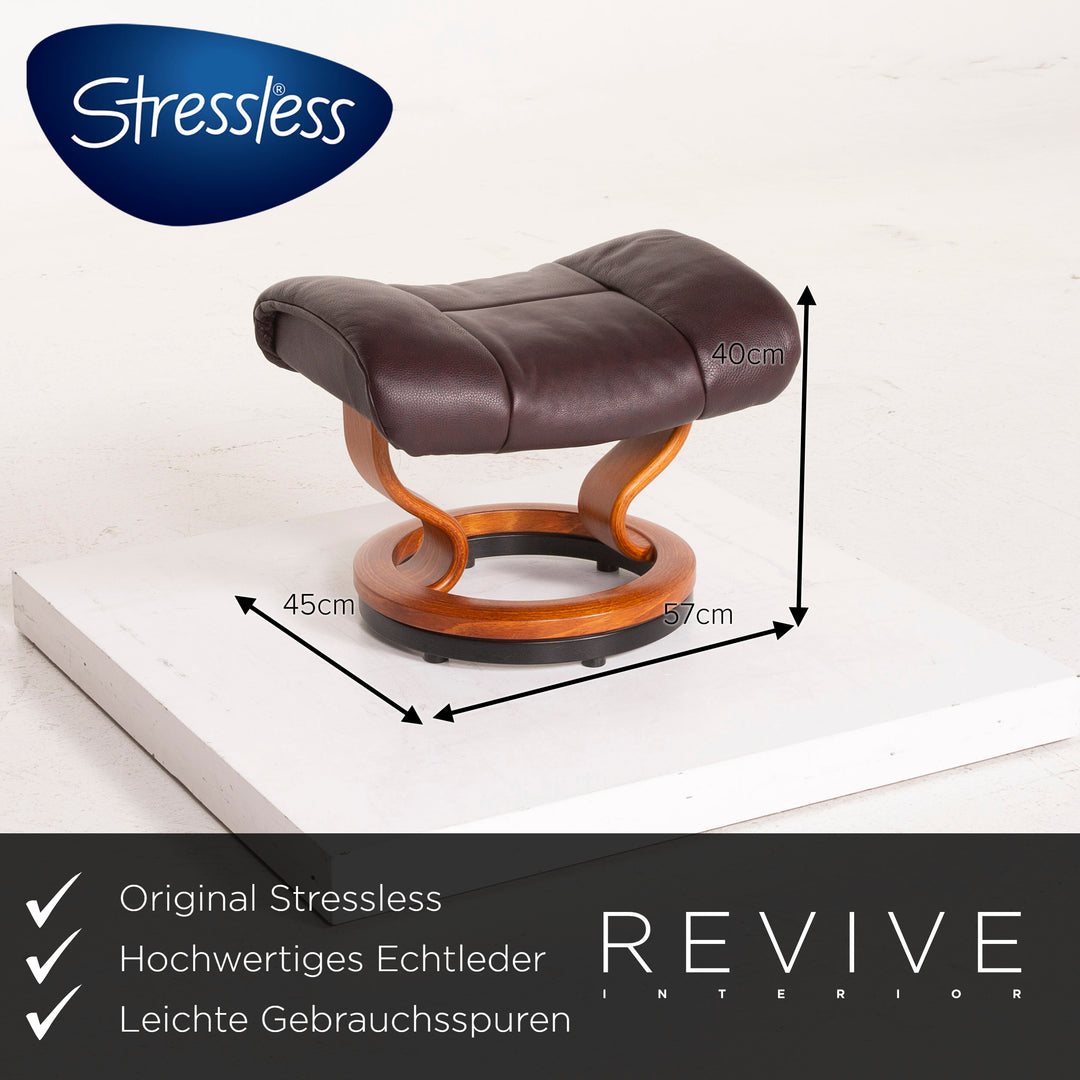 Stressless Reno Leder Sessel Aubergine Größe M inkl. Hocker Relaxfunktion #15097