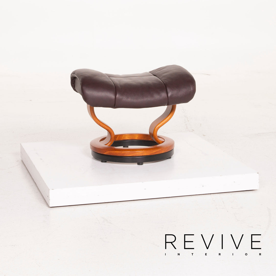 Stressless Reno Leder Sessel Aubergine Größe M inkl. Hocker Relaxfunktion #15097