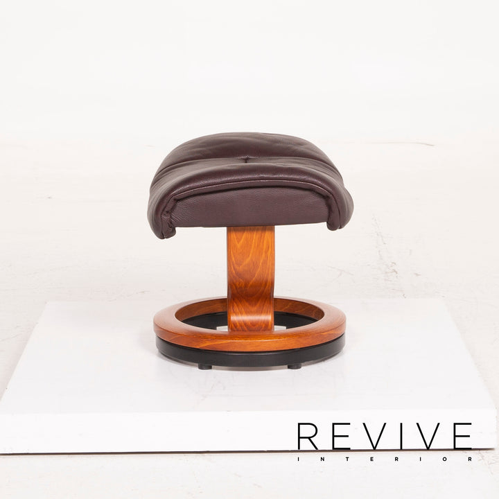 Stressless Reno Leder Sessel Aubergine Größe M inkl. Hocker Relaxfunktion #15097