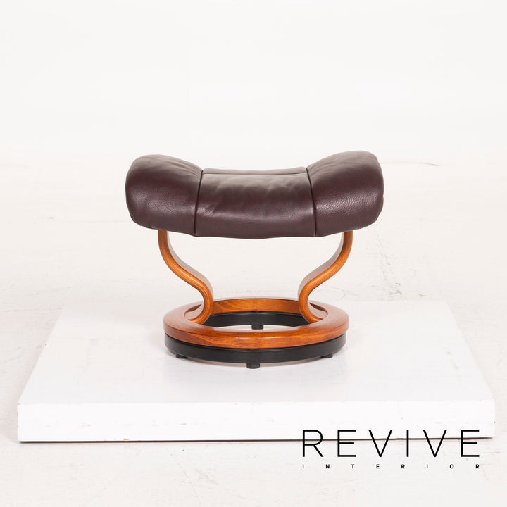 Stressless Reno Leder Sessel Aubergine Größe M inkl. Hocker Relaxfunktion #15097