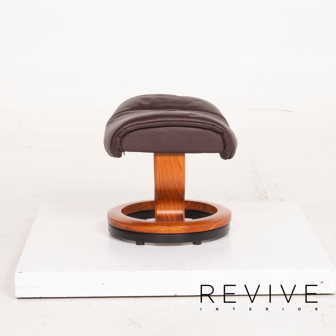 Stressless Reno Leder Sessel Aubergine Größe M inkl. Hocker Relaxfunktion #15097