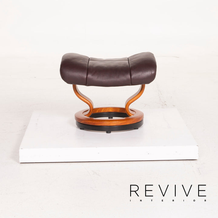 Stressless Reno Leder Sessel Aubergine Größe M inkl. Hocker Relaxfunktion #15097