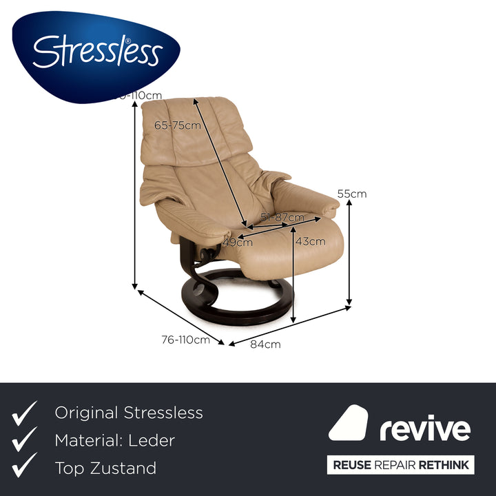 Stressless Reno Leder Sessel Beige inkl. Hocker