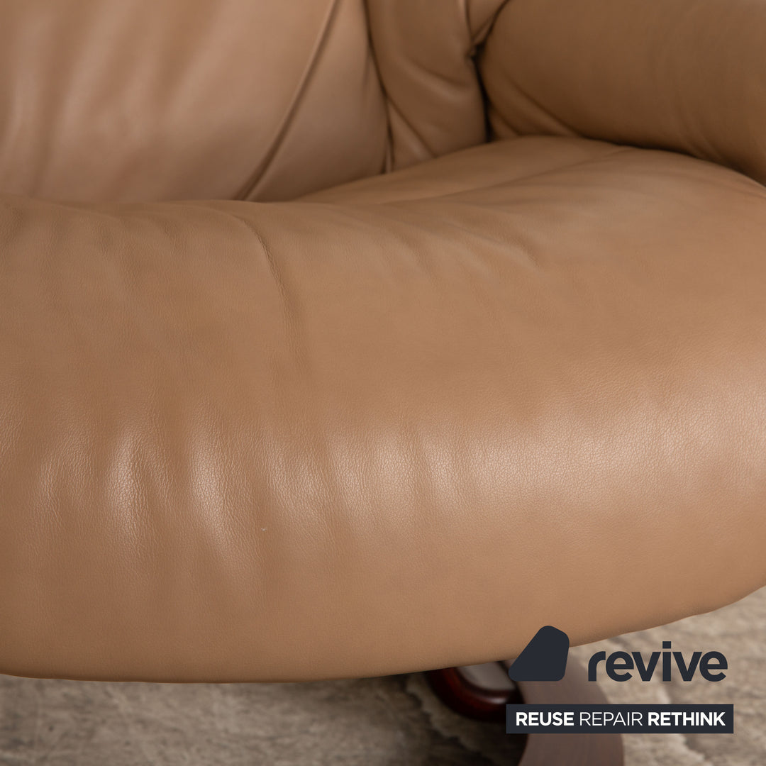 Stressless Reno Leder Sessel Beige inkl. Hocker