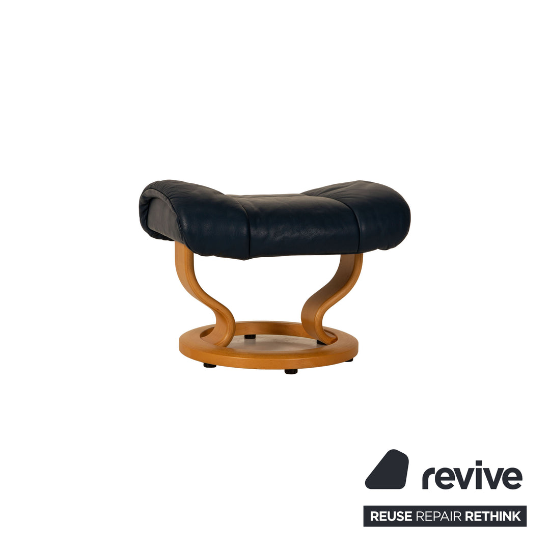 Stressless Reno Leder Sessel Blau Größe S inkl. Hocker Funktion