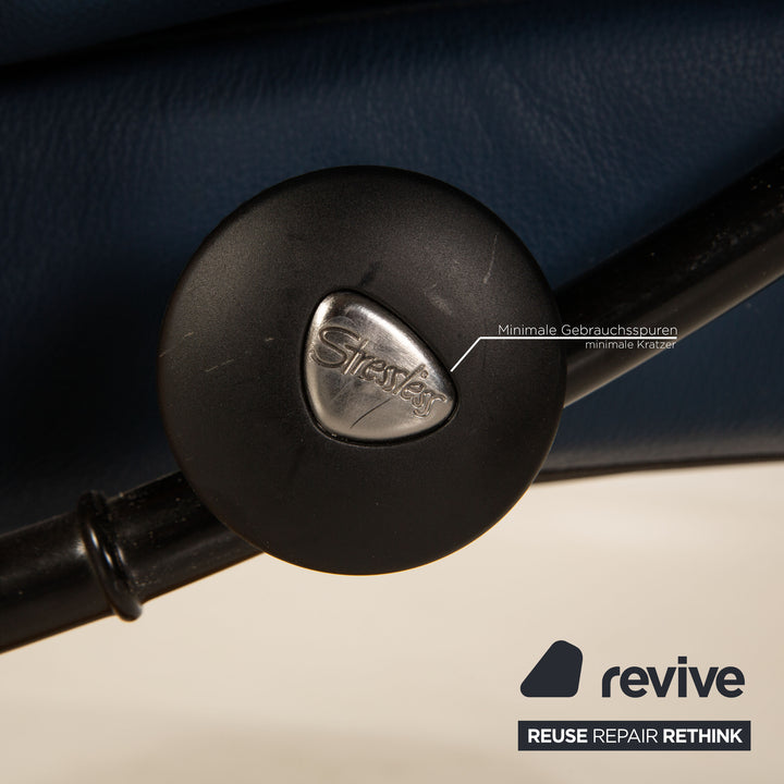 Stressless Reno Leder Sessel Blau Größe S inkl. Hocker Funktion