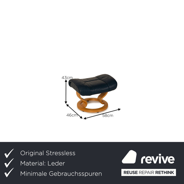 Stressless Reno Leder Sessel Blau Größe S inkl. Hocker Funktion
